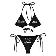 Holy Spirit Father Son 3D Print String Bikini - Triangle Bikini Set