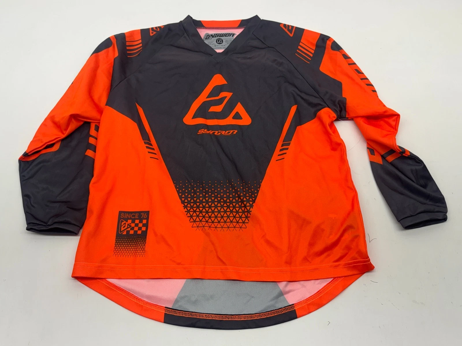 New Answer Racing Syncron Drift Jersey Youth Large Flo Orange Charcoal Motocross