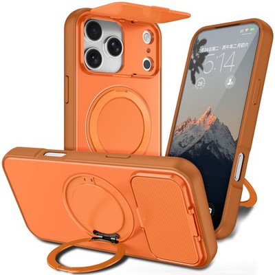 For iPhone 17 Pro Max 16 15 14 13 12 11 Magnetic Slide Camera Case Stand Cover
