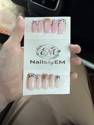 Nails by EM Pink Animal French Coffin Full Cover Press-On Nails Set