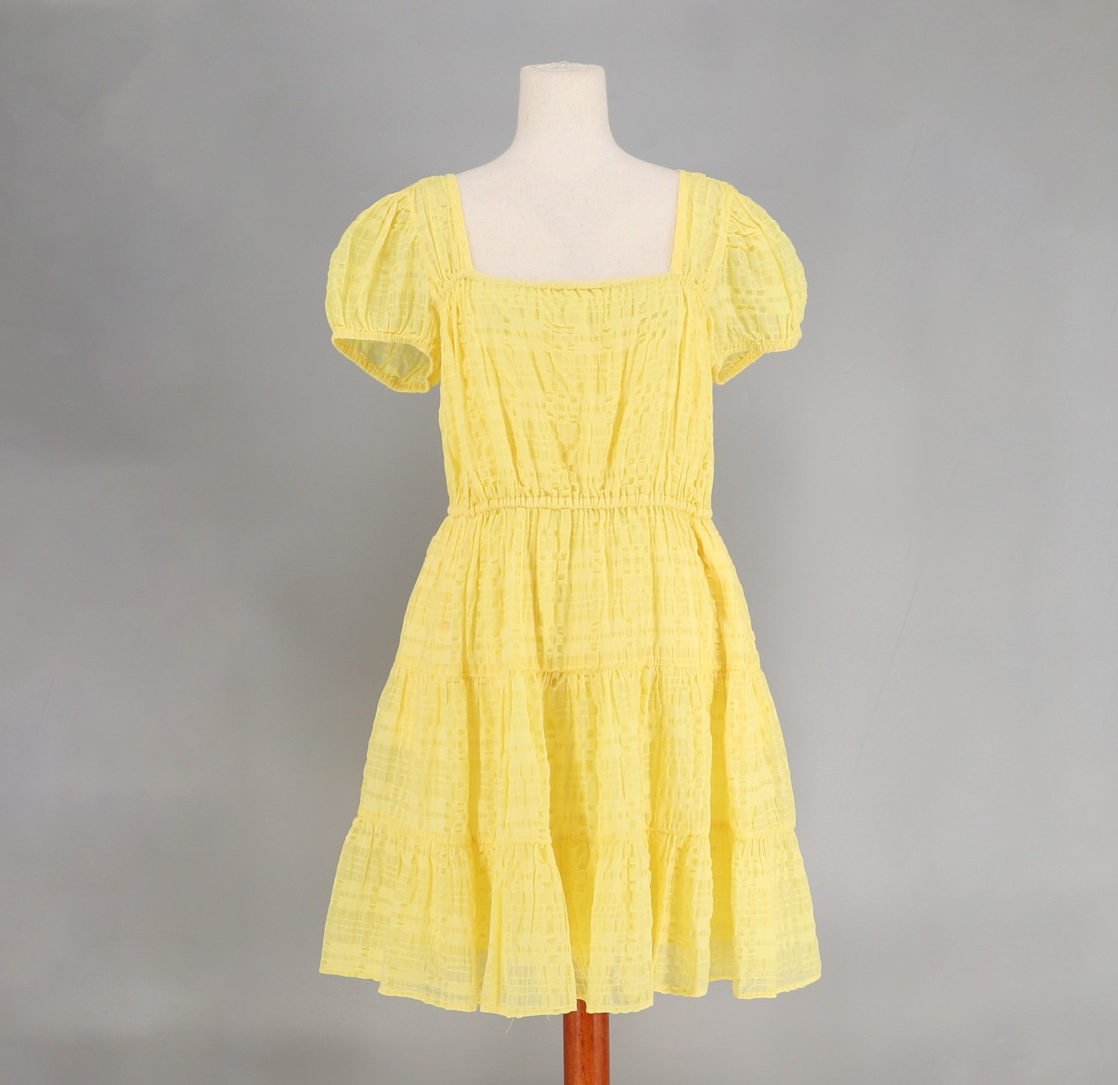 & OTHER STORIES NWT & OTHER STORIES $149 Puff Sleeve Ruffle Tiered Mini Dress Yellow Size M