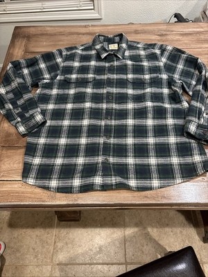 Redhead Big And Tall Flannel Shirt 3tg Blue /grn, Plaid, Long Sleeve, Button-Up