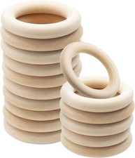 15 Pcs 60mm Natural Unfinished Wood Rings for DIY Craft Jewelry Making
