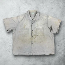 Vintage 50s Hercules Sanforized Loop Collar Cotton Distressed Shirt XL Workwear