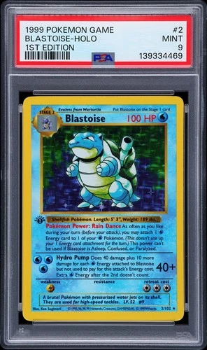 1999 POKEMON GAME 1ST ED #2 BLASTOISE-HOLO PSA 9