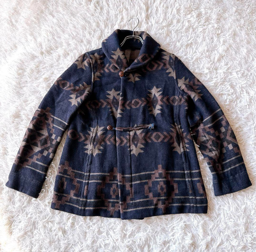45R Shawl Collar Native Pattern Jacket Cotton 100… - image 2