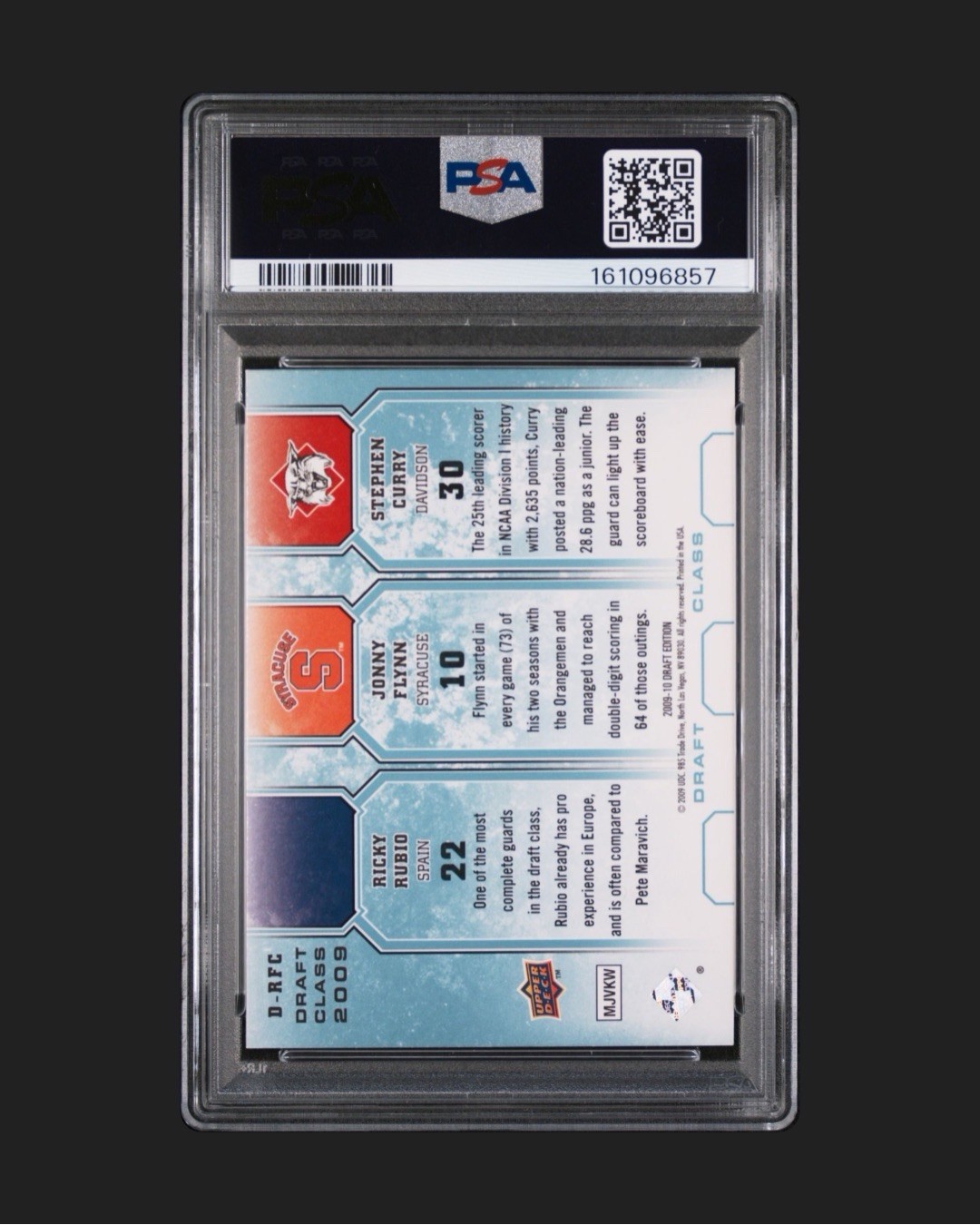 2009 Upper Deck Draft Edition Steph Curry, Rubio, Flynn  /99 Blue PSA 9 🔥POP 5 view 2