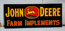 John Deere Farm Implements Porcelain Enamel Sign 36 x 15 Inches