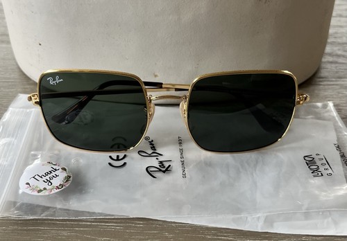 Ray-Ban Sunglasses RB1971 Square Reverse 9147/31 54/9 Women's Gold/ G-15 Green - Picture 16 of 17