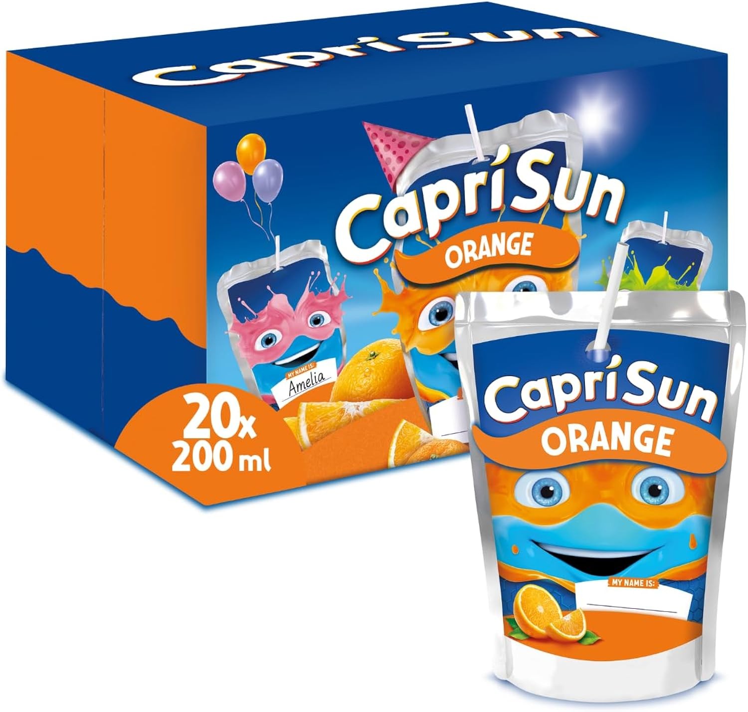 Capri-Sun Orange Juice Kids' Drink Pouches 20 x 200ml Party Pack Real Fruit