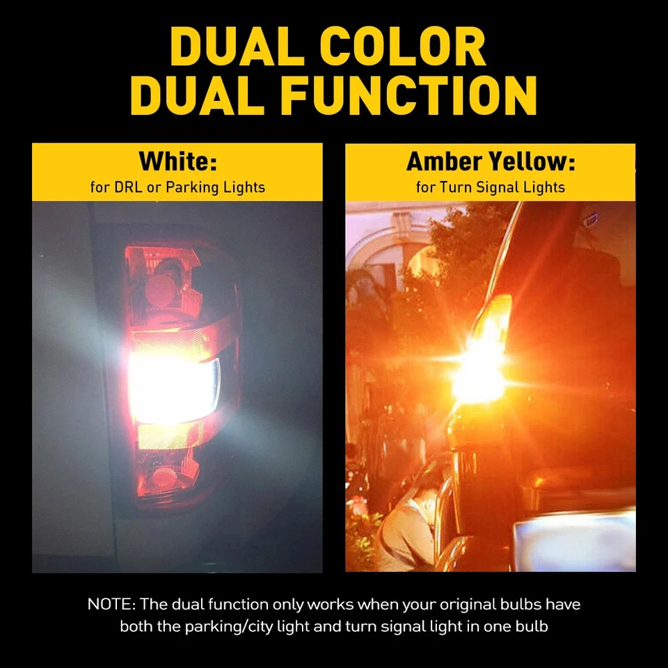 2Pcs Canbus T25 3156 3157 P27W P27/5W LED Bulb Dual Color Backup Reverse Lamps - Image 2 of 4