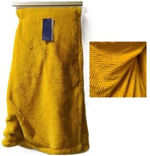 RACHEL  ROY  MUSTARD YELLOW DOUBLE SIDED STRIPE POLYESTER FAUX FUR THROW BLANKET