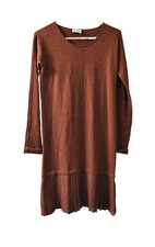 Wrap London 100% Merino Wool Pleated Midi Dress Sz 2 Minimalist Capsule Sheath 