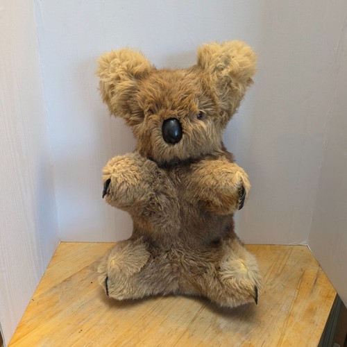 Vintage Large 1970s Australia Souvenir Koala Musical Bear w/Real Fur 18"