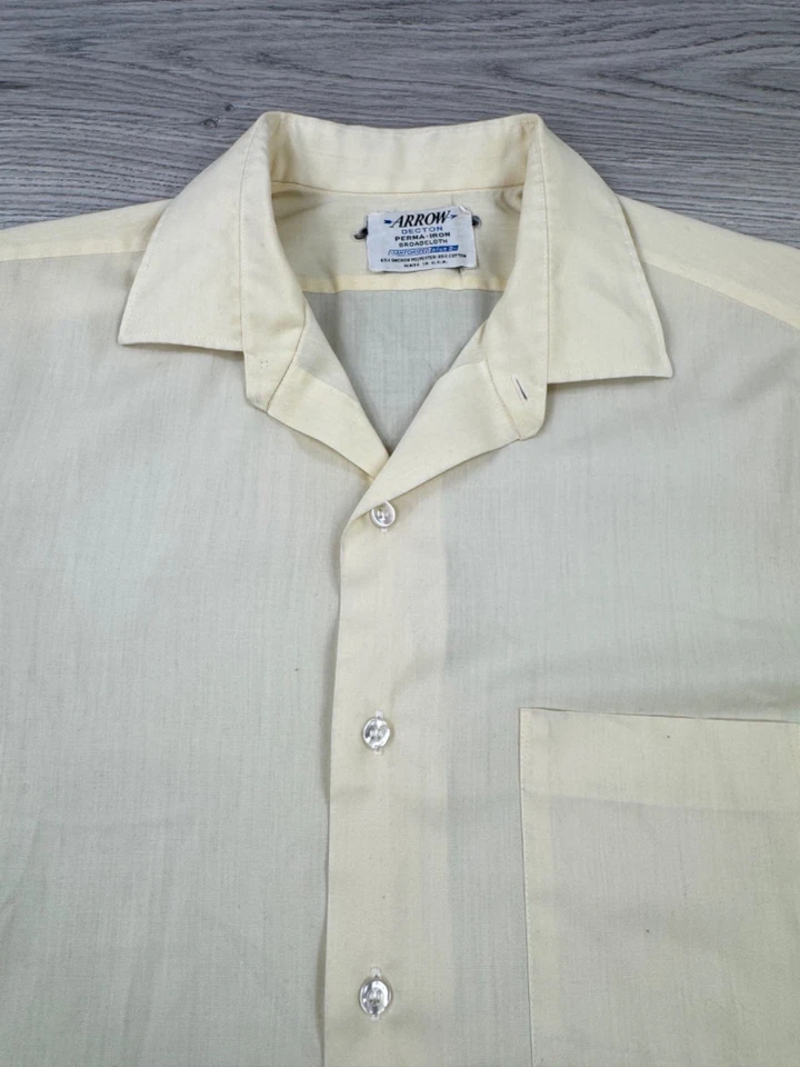 Camisa Flecha Vintage Para Hombre L Amarilla Sanforizada Plus Decton EE. UU. 50s 60s Foto 4 de 4