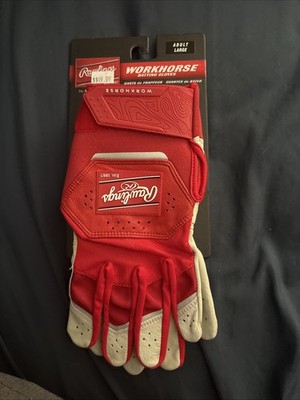 Red And White Workhorse Rawlings Baseball Batting Gloves. Never Worn Brand New.
