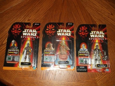 Star Wars Episode 1 Comm Tech Chip Action Figure, C3P, YODA & TC-14 MOC