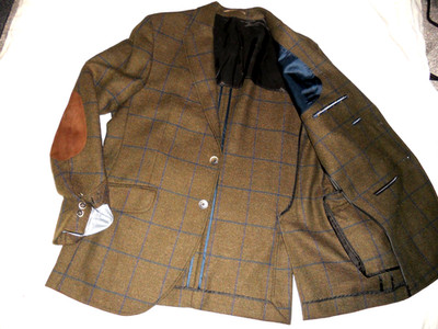 Hackett mayfair Wool thick fabric Leather elbow Tweed Jacket Sz uk 44R''EU 54R