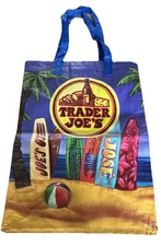 Trader Joe’s Blue Surf Board Reusable Shopping Grocery Bags Pair - GUC