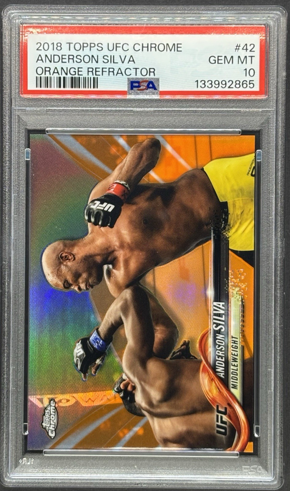 2018 Topps Chrome UFC Anderson Silva Orange Refractor #42 /25 - PSA 10 Gem Mint