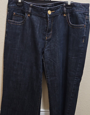 Michael Kors Wide-Leg Dark Blue Denim Jeans Stretch 5-Pocket Design Women