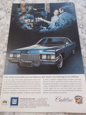 1972 CADILLAC NATIONAL GEOGRAPHIC MAGAZINE AD 6 3/4'' X 10''