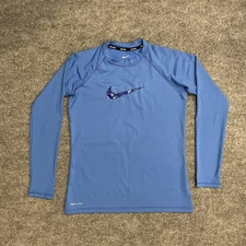 Nike Swim Shirt Adult Small Blue Dri-FIT Long Sleeve Rash Guard Swoosh NESSA421