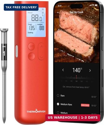 ThermoMaven Smart Bluetooth Wireless Meat Thermometer, 10X Enhanced Sub-1G Signa