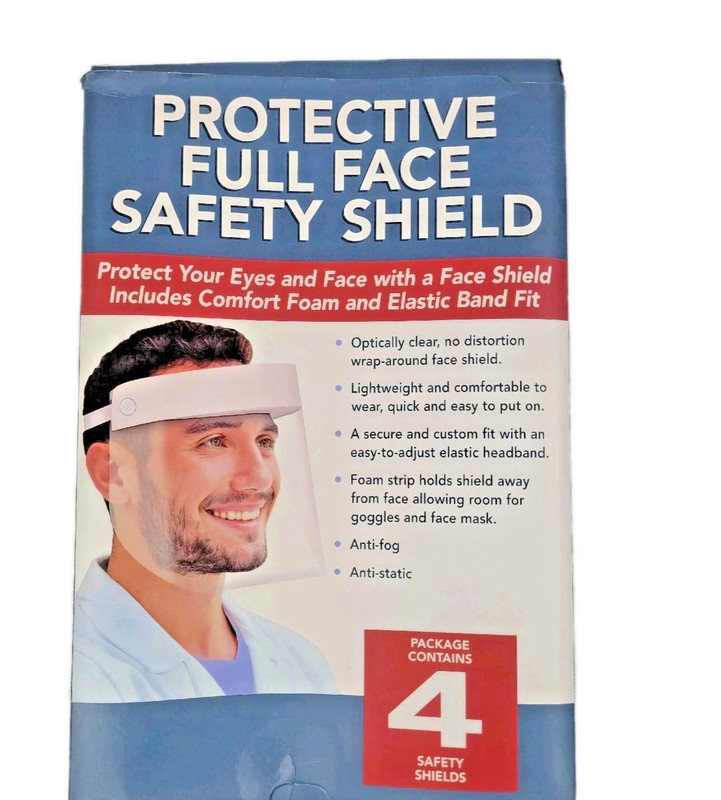 4 Protective Full Face Safety Shield Comfort Foam Lightweight NIB