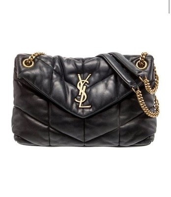 Saint Laurent Black Leather Medium Lou Lou puffer Bag w/Gold Hardwear Authentic