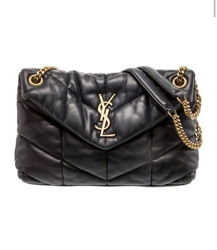 Saint Laurent Black Leather Medium Lou Lou puffer Bag w/Gold Hardwear Authentic