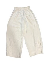 Carolina Herrera 100% Silk High Waist Pleated Wide-Leg Trousers Ivory Sz 12 VTG