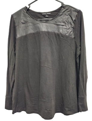 Universal Standard Womens Top Small Petite Black Faux Leather Yoke Minimalist