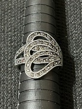 Large Vintage Silver Tone Filigree With Marcasite Ring Size 7.5