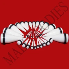 V023 Acrylic White Stretchers Tapers Expanders Plugs 14G ~ 1" Gauges 1.6 ~ 25mm