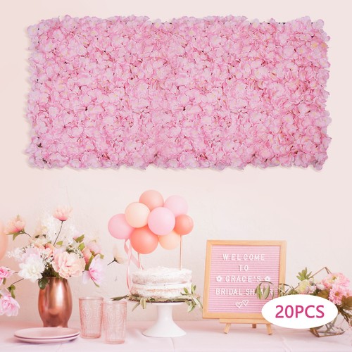 20PC Artificial Wedding Silk Flower Wall Background Hydrangea Floral Panel Decor