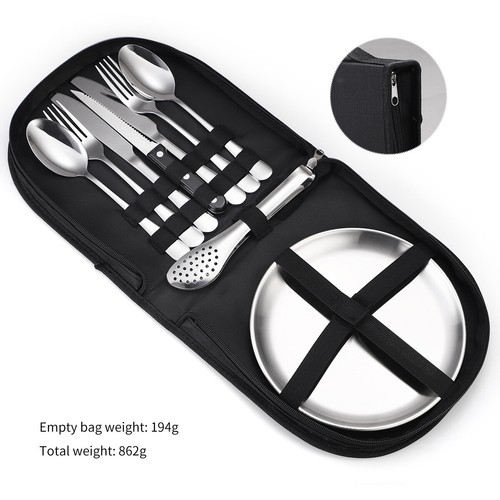 2 Person Camping Outdoor Tableware Portable Picnic Cutlery Set with Storage Bag - Picture 15 of 29