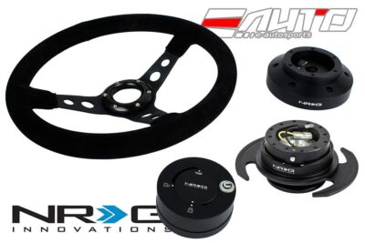 NRG 350 3'' Deep Steering Wheel Suede BK/101 Hub/3.0 BK Quick Release/Lock Matt