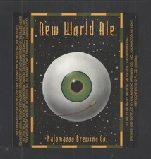 NEW WORLD ALE { EYEBALL } KALAMAZOO BREWING CO MICH 12 OZ LABEL 3 3/4" x 4"