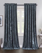Chezmoi Collection Lux Storm Blue Lush Plush Velvet Curtains 2 Panel Set - 84...
