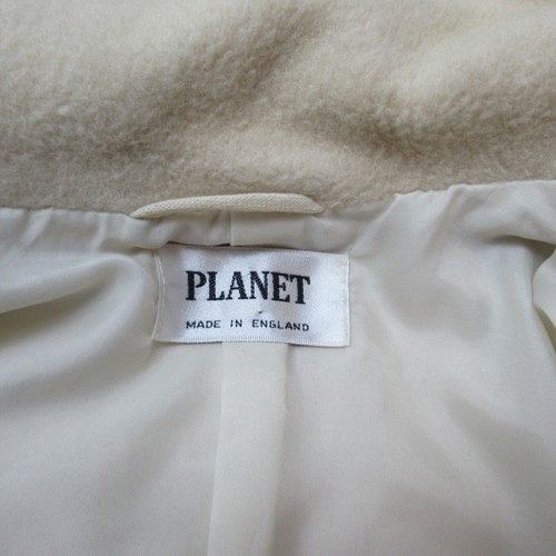 VINTAGE Planet Coat Womens UK 8 Off White Wool Rich Pockets England Made EU 36 - Picture 5 of 13