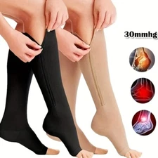 1/2PairCompression Sports Toeless Calf Leg Ankle Socks Support Men Women 30mmHg
