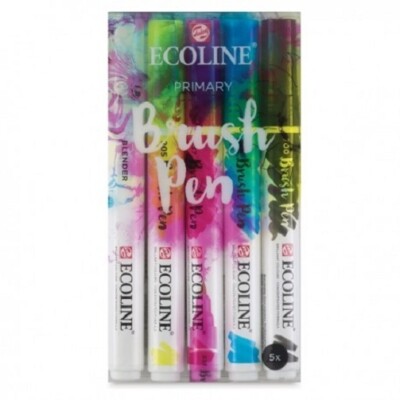 Royal Talens Ecoline Watercolor BRUSH PEN PRIMARY 5 pc set 11509920 Brand NEW!