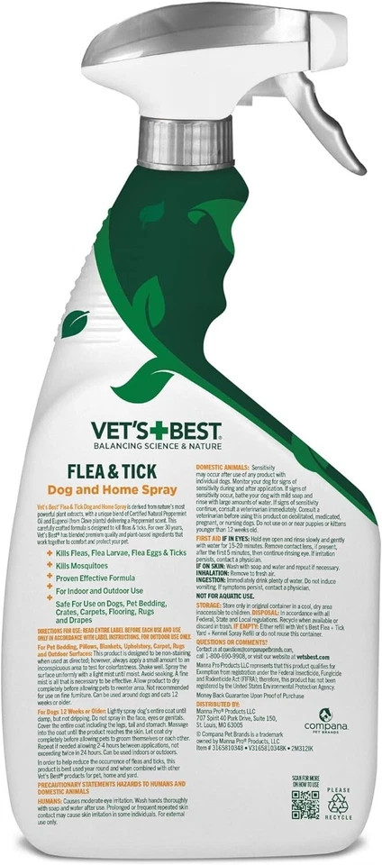 Vet's Best Tratamiento casero contra pulgas y garrapatas para perros 32 oz. Envío rápido Foto 3 de 4