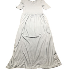 Lascana Womens Dress Sz S EU 36 Gray Round Neck Short Sleeve Side Pockets