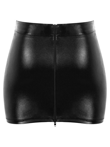 Womens PVC Leather Wet Look High Waist Zipper Bodycon Pencil Mini Skirt Clubwear - Picture 3 of 29