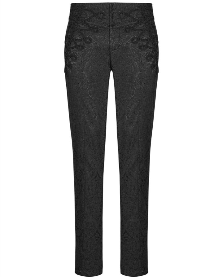 Shrine Men's Victorian Gothic Steampunk Rocker Pants Silver Black Tapestry