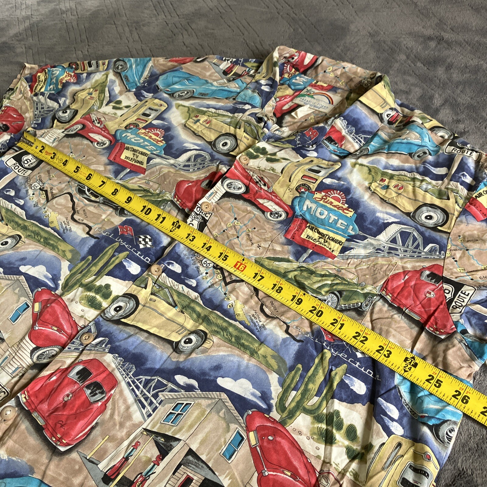 Paradise Found Hawaiian Shirt Mens XL Corvette Route 66 Short Sleeve Unique A388