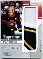 24/25 2024 SP GAME USED BRADY TKACHUK SP-BT SUPREME PATCHES 01/15 OTTAWA SENATOR
