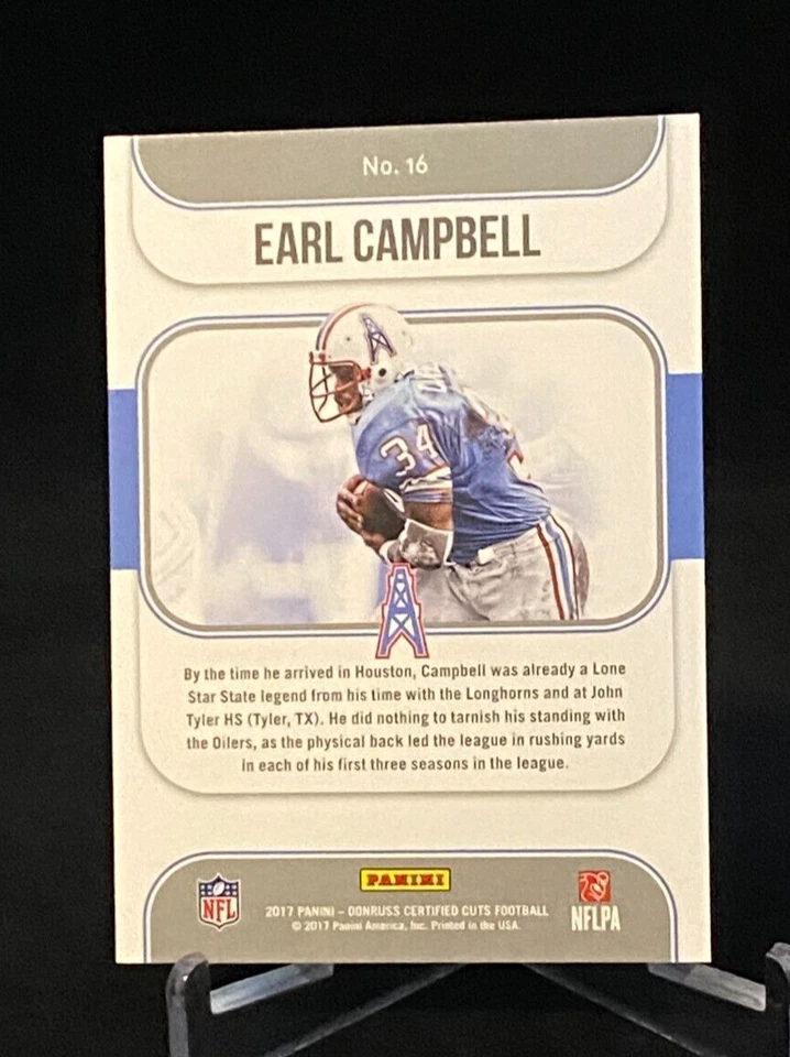 2017 Panini Certified Cuts Heritage Collection #16 Earl Campbell Houston Oilers - Image 2 of 2